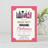 Glitzer-Make-Geburtstagsveranstaltung Einladung (Stehend Vorderseite)