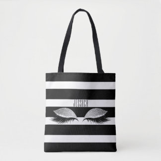 Glitzer-Make-upauge peitscht Schwarz-weißen Tasche