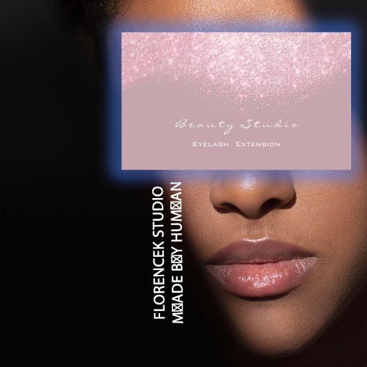 Glitzer Makeup Artist Stylist Lash Mauve Pink Grau Visitenkarte