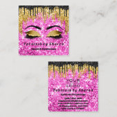 Glitzer-Makeup-Künstler-Lashes-Logo rosa Quadratische Visitenkarte (Vorne/Hinten)