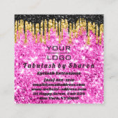 Glitzer-Makeup-Künstler-Lashes-Logo rosa Quadratische Visitenkarte (Rückseite)
