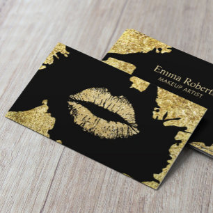 Glitzer Makeup  Lips Trendy Black & Gold Visitenkarte