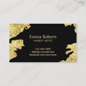 Glitzer Makeup  Lips Trendy Black & Gold Visitenkarte (Rückseite)