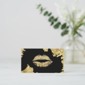 Glitzer Makeup  Lips Trendy Black & Gold Visitenkarte (Stehend Vorderseite)