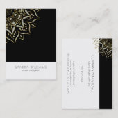 Glitzer mandala auf schwarz-weißem Hintergrund Visitenkarte (Vorne/Hinten)