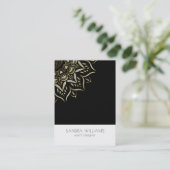 Glitzer mandala auf schwarz-weißem Hintergrund Visitenkarte (Stehend Vorderseite)