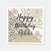 Glitzer Mandala Leopard Personalisiert Geburtstag Serviette (Vorderseite)
