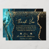 Glitzer Marble Agate Wedding mit aquamarinen und G Dankeskarte (Vorne/Hinten)
