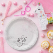 Glitzer Marble-Paar-Monogramm Pappteller (Party)