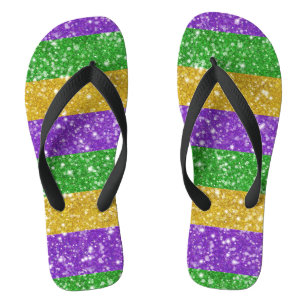 Glitzer Mardi Gras Farbenfrohe Strip Niedlicher Ka Badesandalen