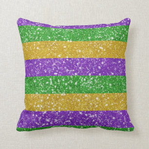 Glitzer Mardi Gras Farbenfrohe Strip Niedlicher Ka Kissen