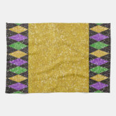 Glitzer Mardi Gras Harlequin Raute Geschirrtuch (Horizontal)