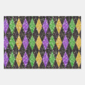 Glitzer Mardi Gras Harlequin Raute Streifen Geschenkpapier Set (Vorderseite 2)