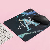 Glitzer-Marmor-Blau personalisierte Monogramm-Maus Mousepad