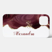 Glitzer-Maroon-Bordeaux mit Namen Case-Mate iPhon iPhone Hülle (Rückseite (Horizontal))