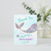 Glitzer-Meerjungfrau, danke, unter dem Meer zu Dankeskarte (Stehend Vorderseite)