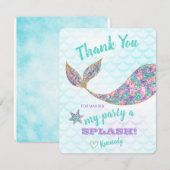 Glitzer-Meerjungfrau, danke, unter dem Meer zu Dankeskarte (Vorne/Hinten)