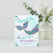 Glitzer-Meerjungfrau, danke, unter dem Meer zu Dankeskarte (Stehend Vorderseite)