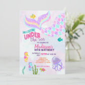 Glitzer Meerjungfrau Einladung (Stehend Vorderseite)