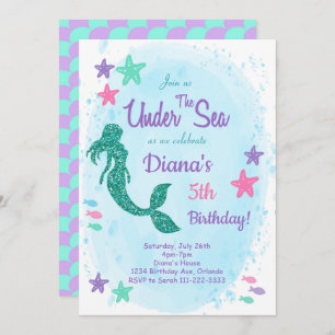Glitzer Meerjungfrau im Meer Einladung