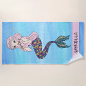 Glitzer-Meerjungfrau-personalisiertes Badetuch (Vorderseite)