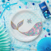 Glitzer-Meerjungfrau-Schwanz Papier-Teller, unter Pappteller (Party)