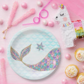 Glitzer-Meerjungfrau-Schwanz Papier-Teller, unter Pappteller (Party)