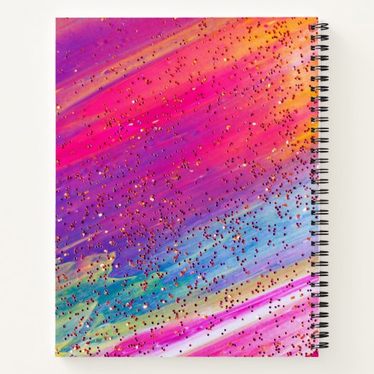 Glitzer Mehrfarbiges Rainbow-farbiges rosa Noteboo Notizblock (Rückseite)