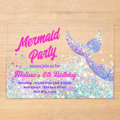 Glitzer mermaid Birthday Einladung (Vorderseite)
