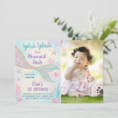 Glitzer Mermaid Birthday Einladung (Stehend Vorderseite)