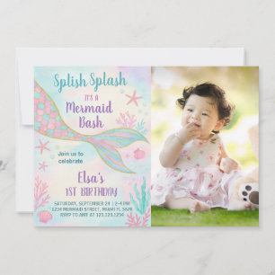 Glitzer Mermaid Birthday Einladung
