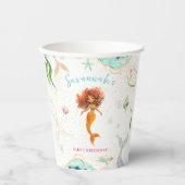 Glitzer Mermaid Birthday Pappbecher (Vorderseite)