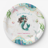 Glitzer Mermaid Birthday Pappteller (Vorderseite)