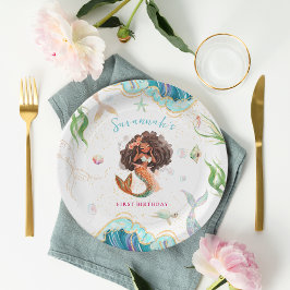 Glitzer Mermaid Birthday Pappteller