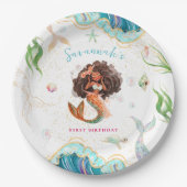 Glitzer Mermaid Birthday Pappteller (Vorderseite)