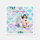 Glitzer Mermaid Birthday Serviette (Vorderseite)