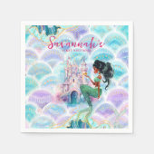 Glitzer Mermaid Birthday Serviette (Vorderseite)