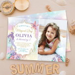 Glitzer Mermaid Geburtstag unter dem Foto Einladung<br><div class="desc">Glitzer Mermaid Birthday Under Sea Foto Einladung</div>