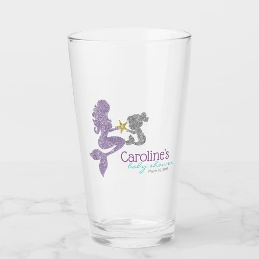 Glitzer Mermaid Glass Tumbler Gastgeschenk (Vorderseite)