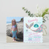 Glitzer Mermaid Invitation, Under Sea Party, Einladung (Stehend Vorderseite)