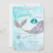 Glitzer Mermaid Invitation, Under Sea Party, Einladung (Vorderseite)