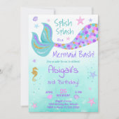 Glitzer Mermaid Schwanz Aquamarin Geburtstagsempfa Einladung (Vorderseite)