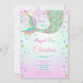 Glitzer Mermaid Schwanz Geburtstagsaufenthalt Einladung (Vorderseite)