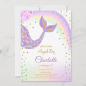 Glitzer Mermaid Schwanz Geburtstagsaufenthalt Einladung (Vorderseite)