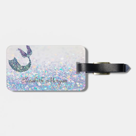 Glitzer Mermaid Schwanz, Glitzer Bokeh Gepäckanhänger (Rückseite horizontal)