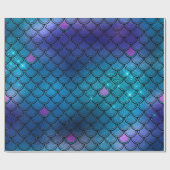 Glitzer Mermaid-Skelettmuster Geschenkpapier (Flach)