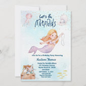 Glitzer Mermaid Under Sea Birthday Party Einladung (Vorderseite)