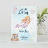 Glitzer Mermaid Under Sea Birthday Party Einladung (Stehend Vorderseite)