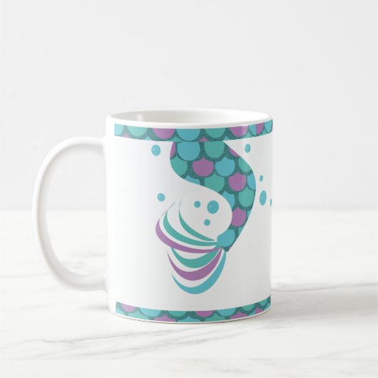 Glitzer Mermaids Schwanz Streifen Scales Kaffeetasse (Links)