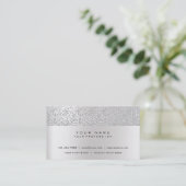 Glitzer Minimal Pearly IT CYBER Silver Gray Vip Visitenkarte (Stehend Vorderseite)